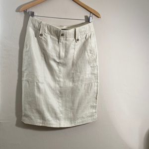 J. Crew, Linen cargo pencil skirt. Cream. Size 2